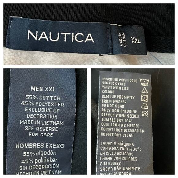Nautica NEW Men’s Sweatshirt Half Zip Pullover Gray Black Color Block Size XXL - Picture 9 of 10